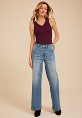 Flying Monkey™ High Rise Front Seam Trouser Wide Leg Jean, C3337, small