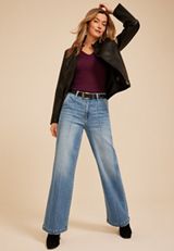 Flying Monkey™ High Rise Front Seam Trouser Wide Leg Jean, C3337, small