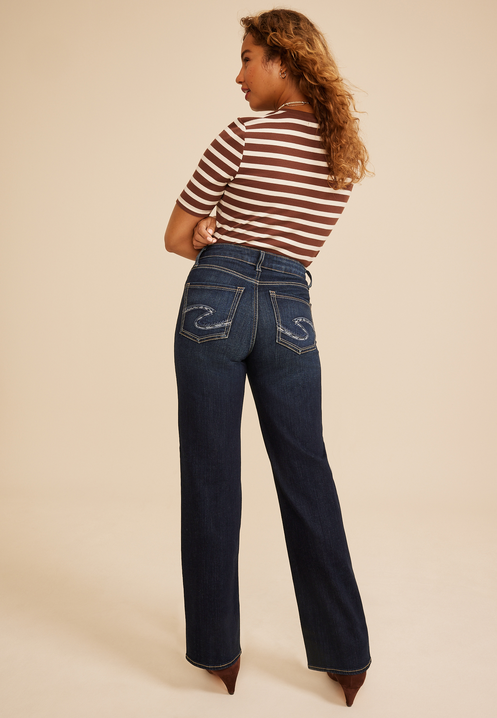 Silver Jeans Co.® Avery Curvy High Rise Thick Stitch Relaxed Straight Jean, C258, large