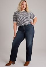 Plus Size Silver Jeans Co.® Avery Curvy High Rise Thick Stitch Relaxed Straight Jean, C258, small
