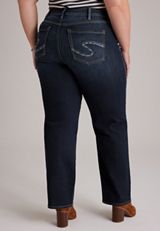 Plus Size Silver Jeans Co.® Avery Curvy High Rise Thick Stitch Relaxed Straight Jean, C258, small