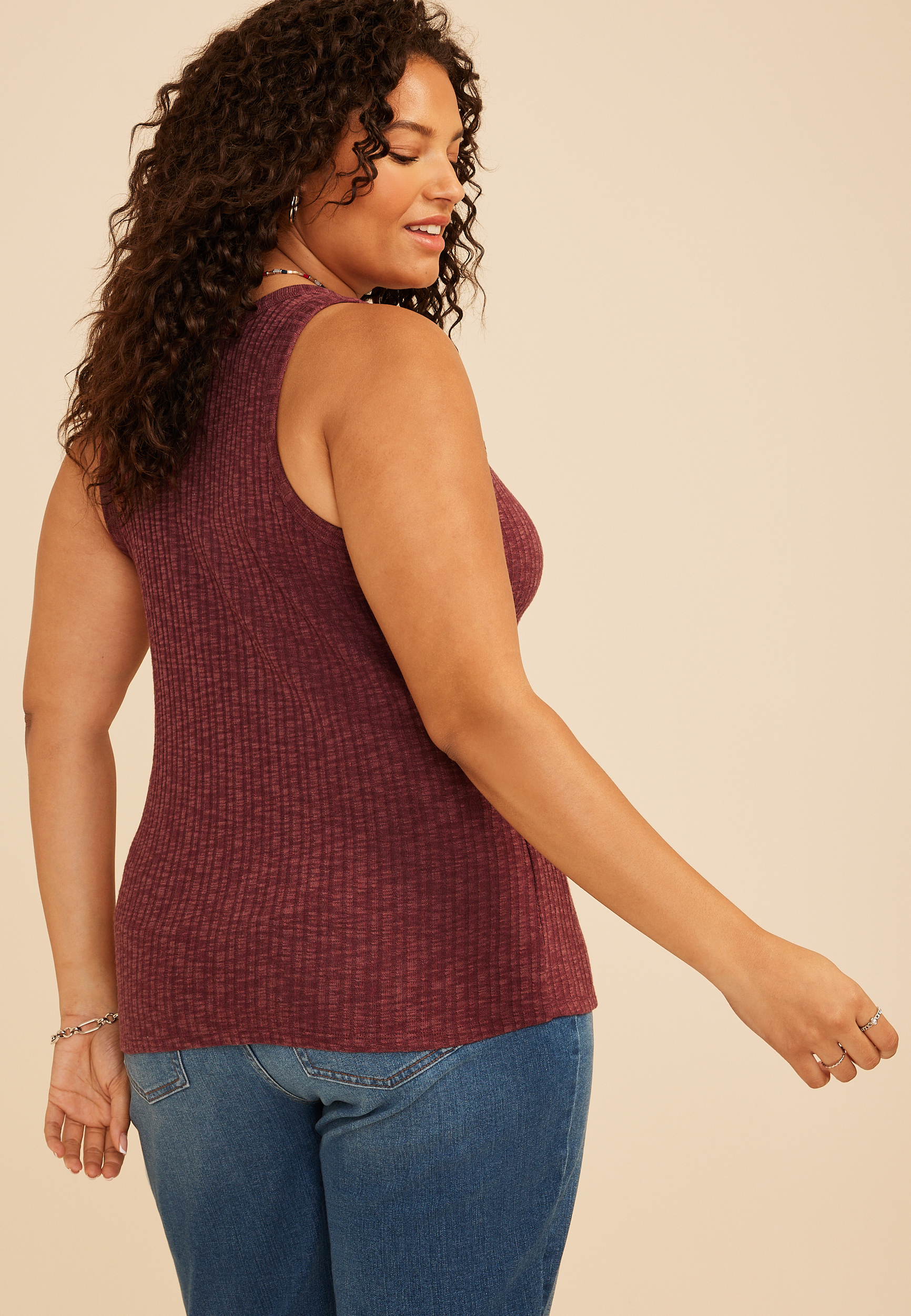 Plus Size 24/7 Variegated Ribbed Highline Tank Top, C5221, large