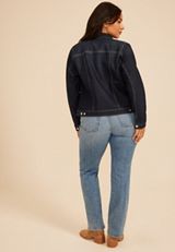 Plus Size Super Dark Denim Jacket, C258, small