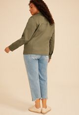 Plus Size Twill Biker Jacket, C774, small