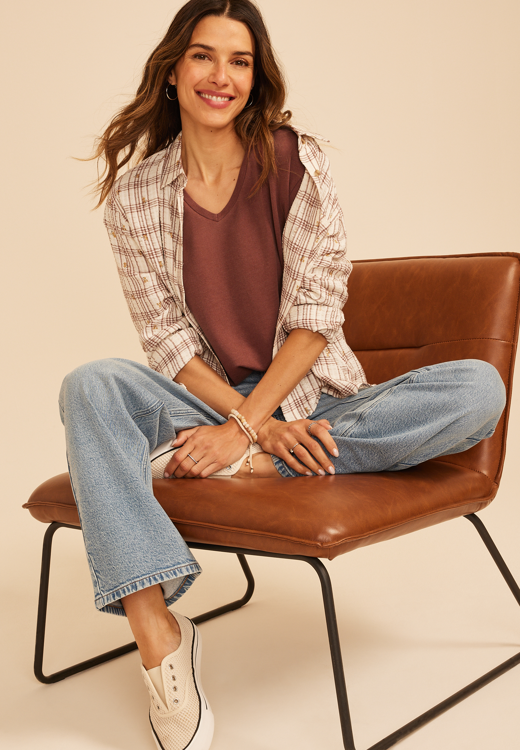 Washed Terry V Neck Tee, COCONUT SHELL, large