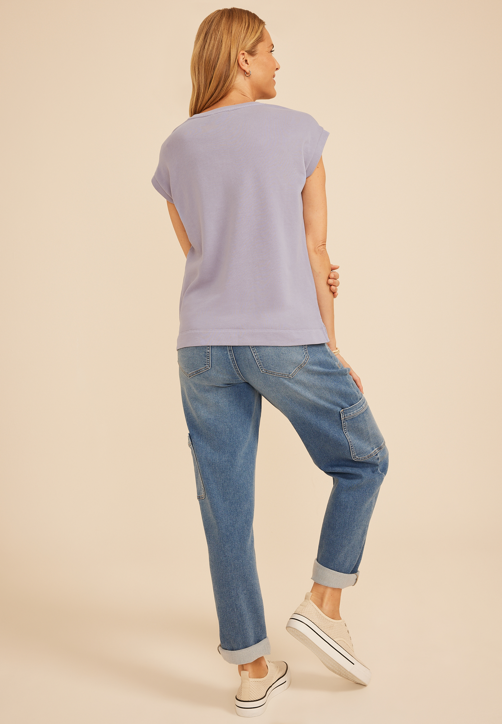 Washed Terry V Neck Tee - thumbnail 5