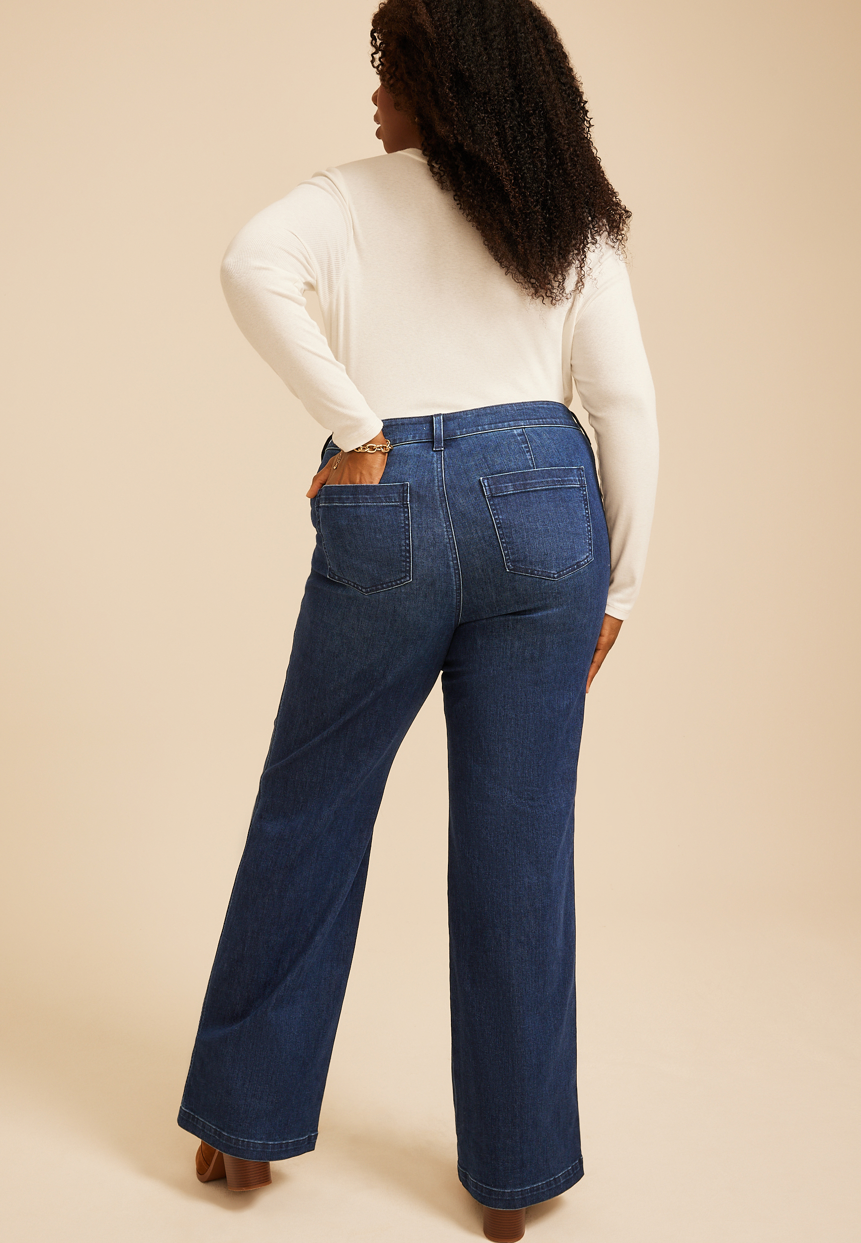 Plus Size m jeans by maurices™ Dark Super High Rise Seamed Trouser Jean, C258, large