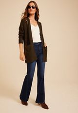 90s Slouch Open Front Cardigan, COFFEE BEAN, small