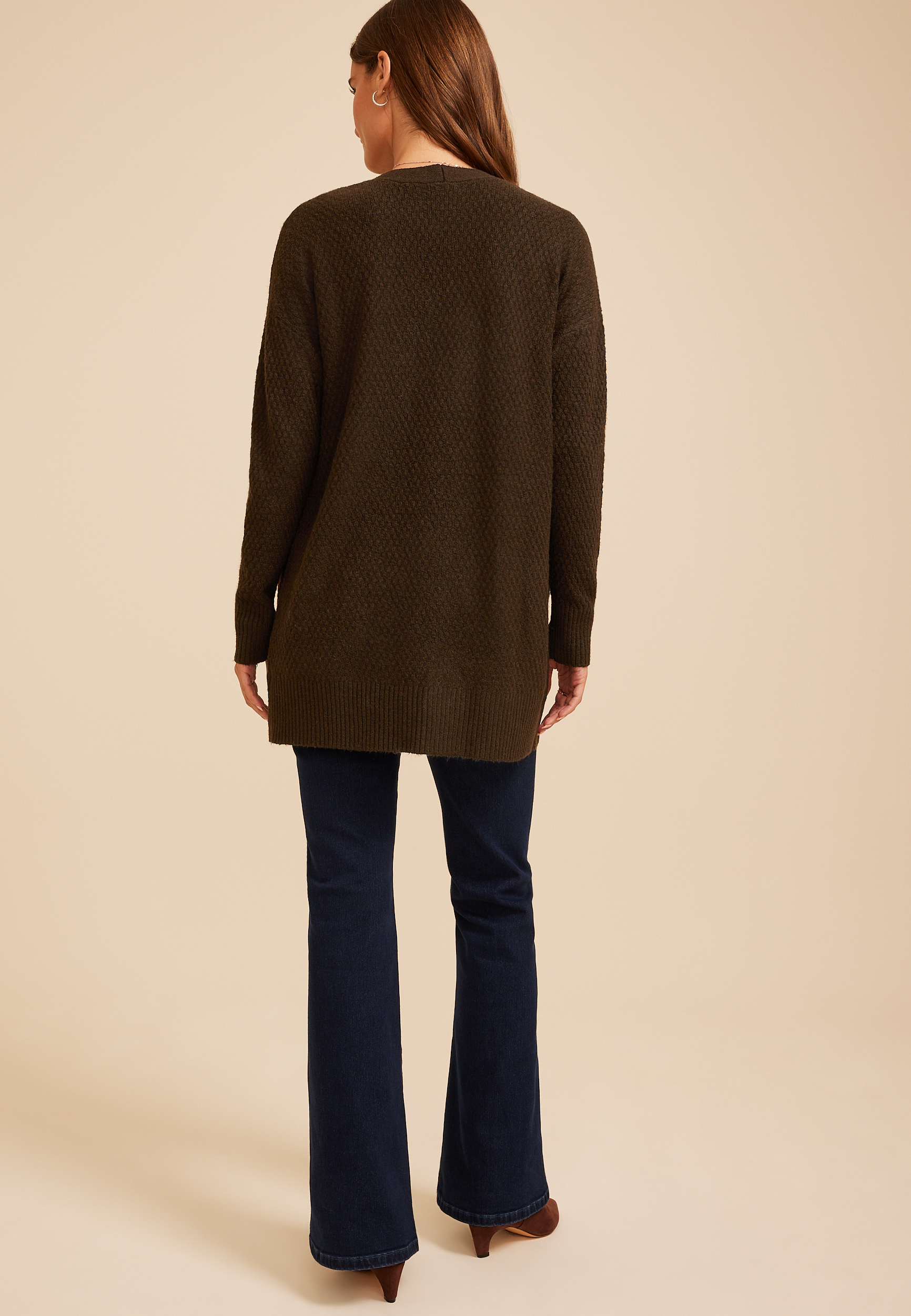 90s Slouch Open Front Cardigan, COFFEE BEAN, large