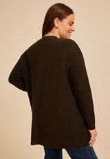 Plus Size 90s Slouch Open Front Cardigan, COFFEE BEAN, small