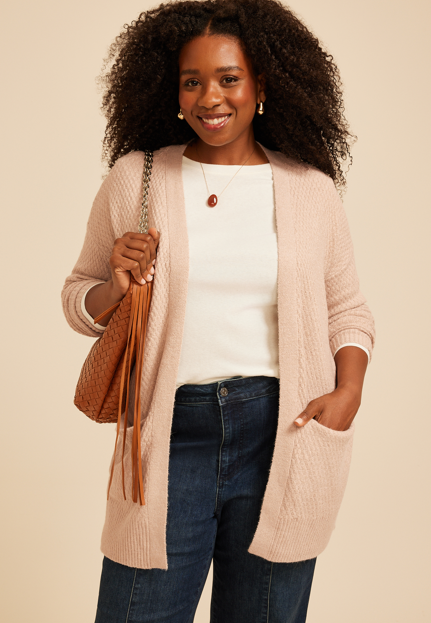 Plus Size 90s Slouch Open Front Cardigan