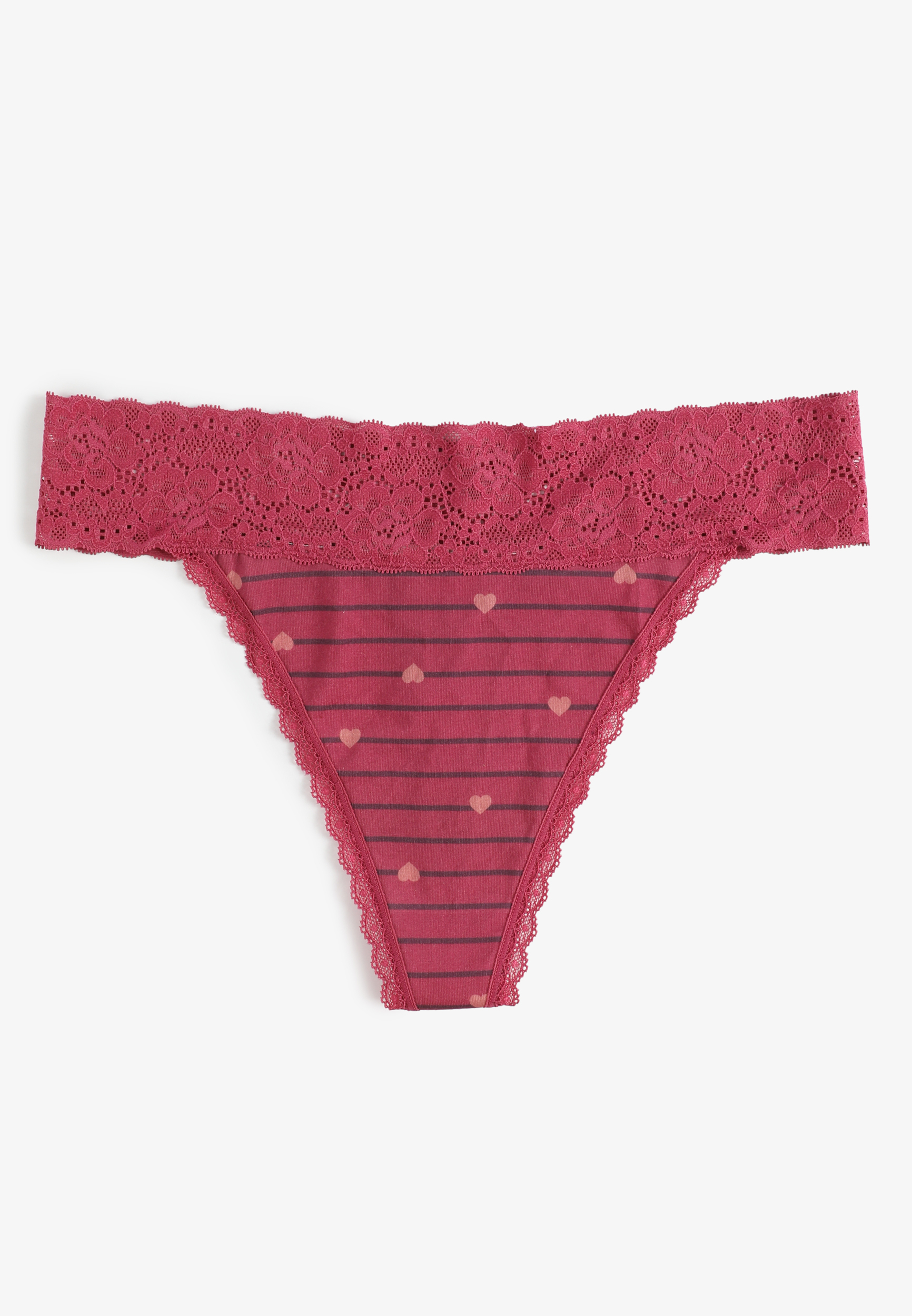 Simply Comfy Cotton Heart Stripe Thong Panty