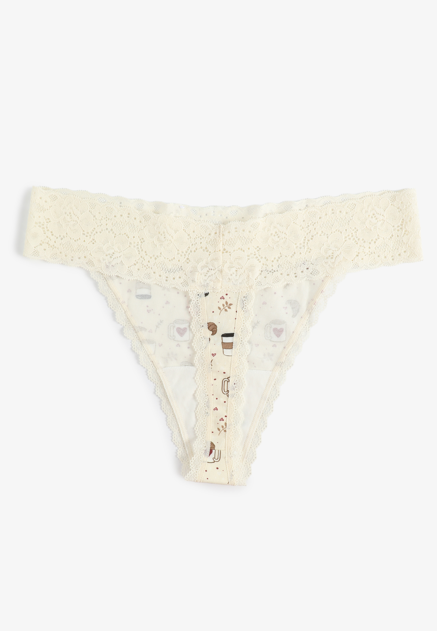 Simply Comfy Coffee Print Thong Panty, C4857, large