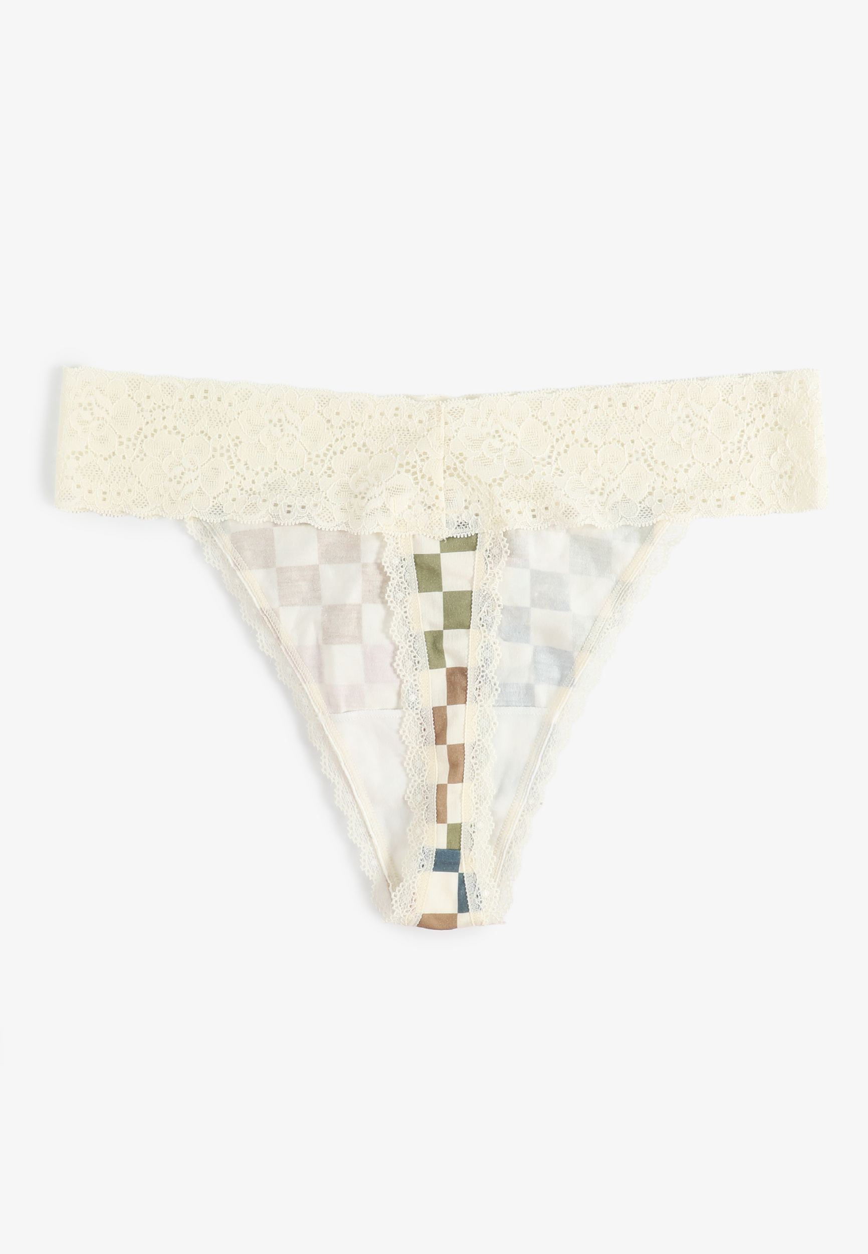 Simply Comfy Colorful Checker Print Thong Panty, C1524, large