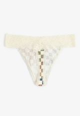 Simply Comfy Colorful Checker Print Thong Panty, C1524, small