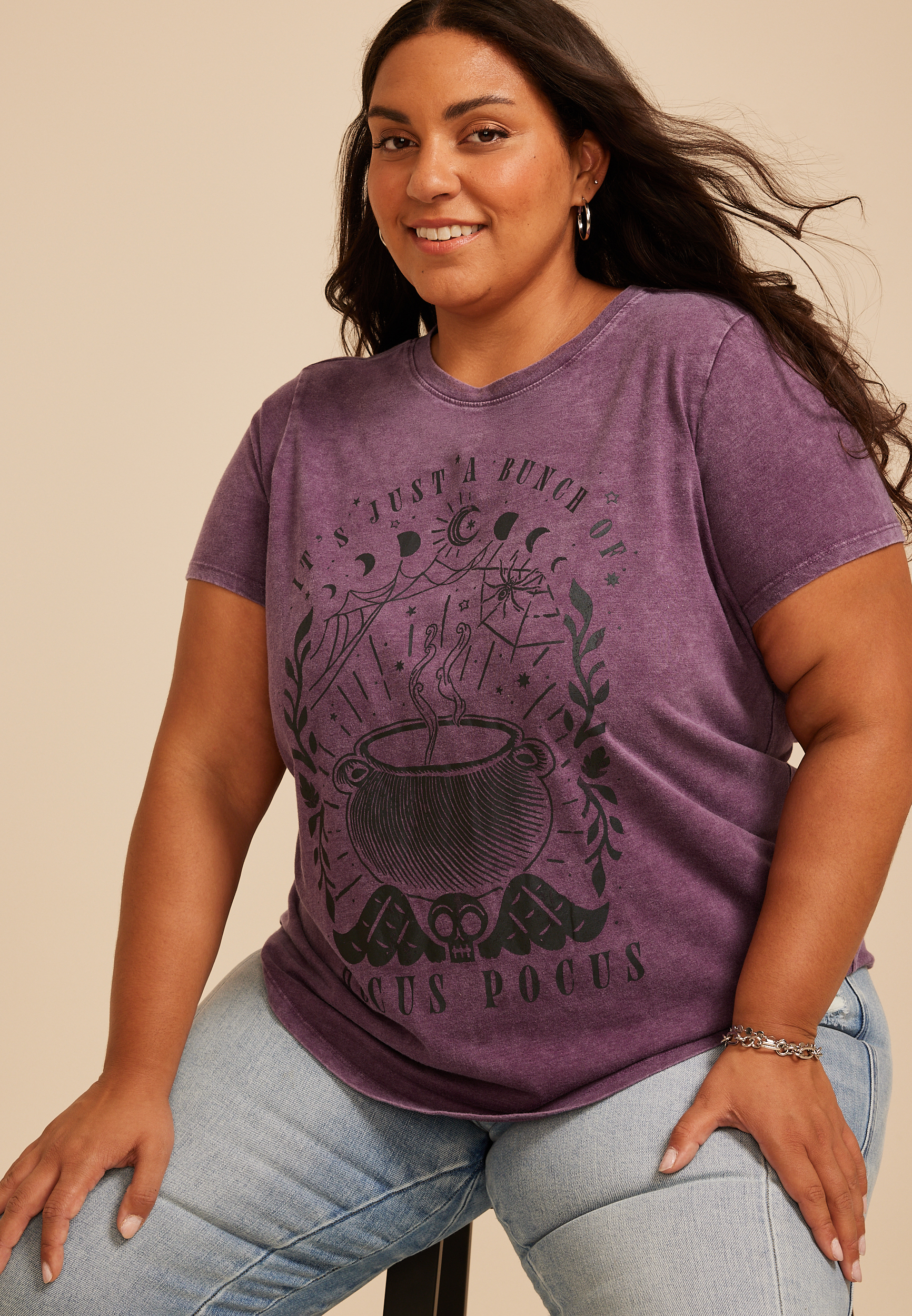 Plus Size Hocus Pocus Classic Fit Graphic Tee, POTENT PURPLE, large