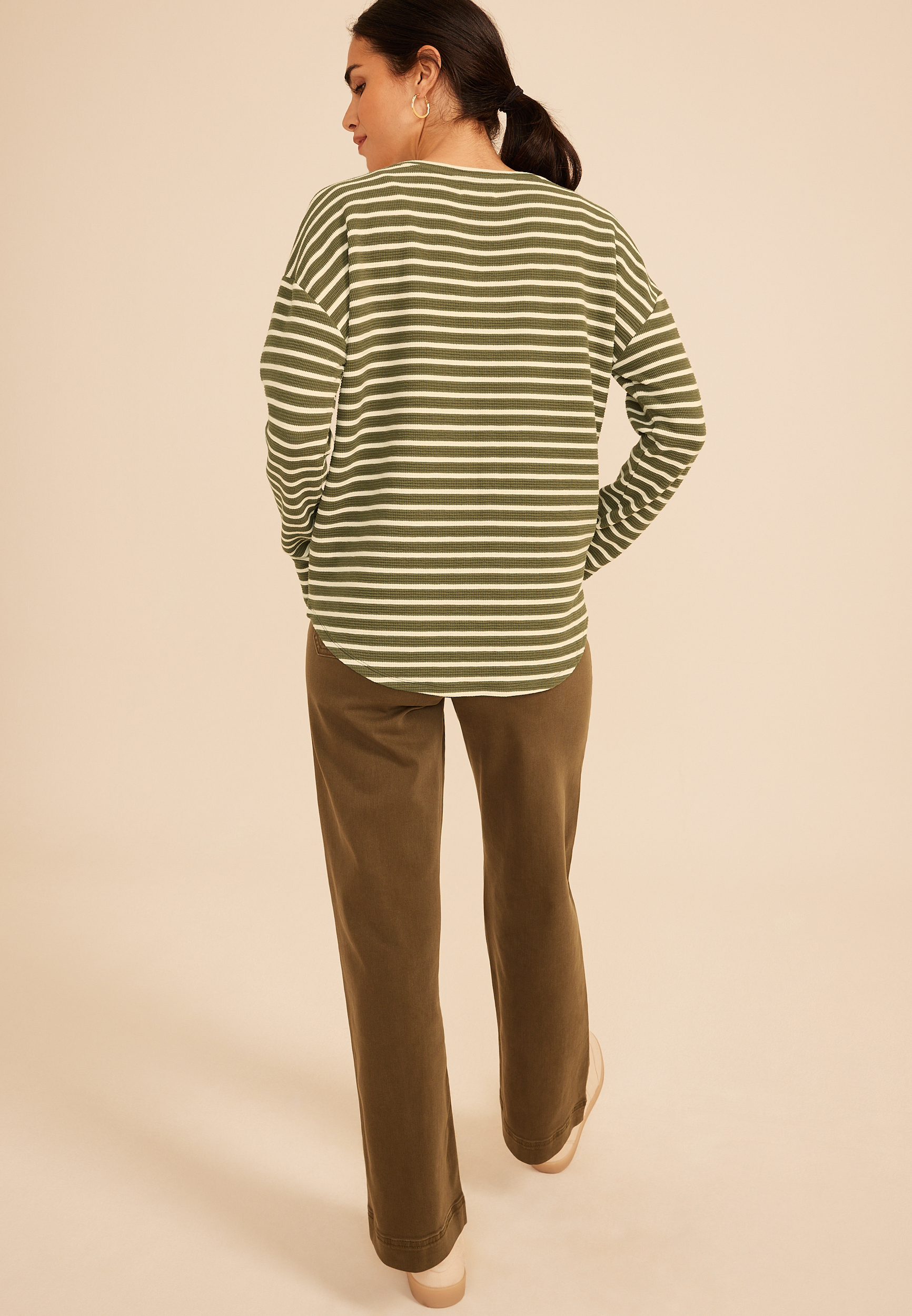 24/7 Clara Stripe Long Sleeve Tee, C3145, large