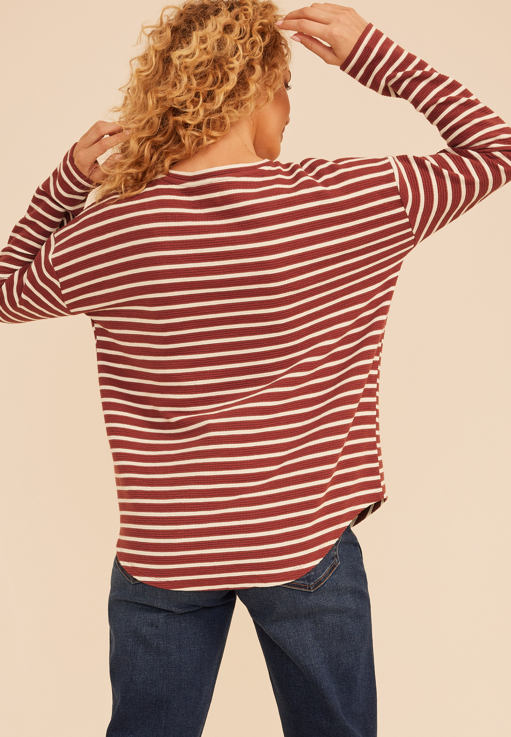 24/7 Clara Stripe Long Sleeve Tee, C5729, large