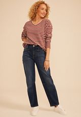 24/7 Clara Stripe Long Sleeve Tee, C5729, small