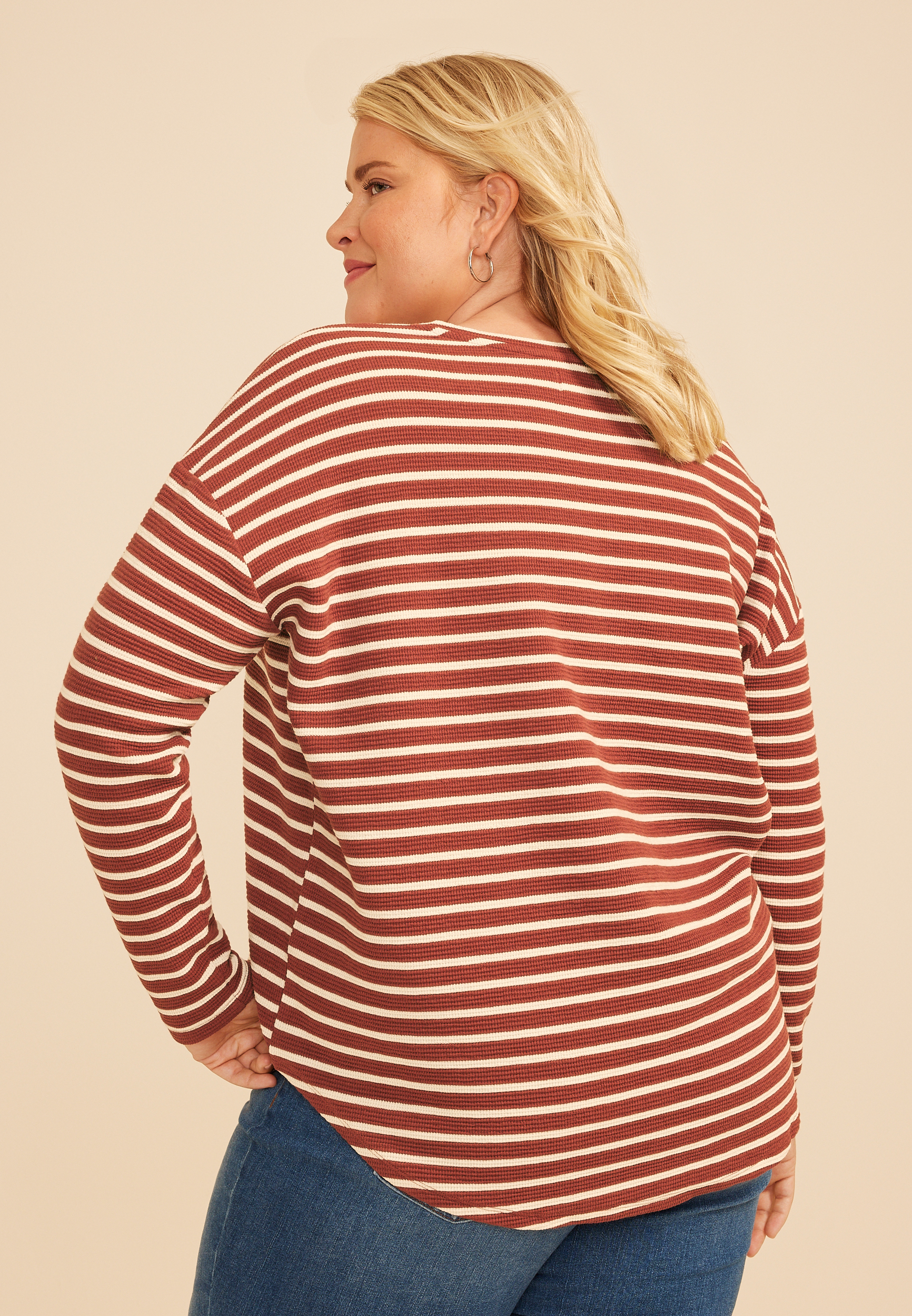 Plus 24/7 Clara Stripe Long Sleeve Tee