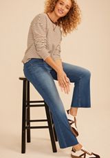 24/7 Clara Textured Stripe Long Sleeve Tee, C30, small