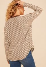 24/7 Clara Textured Stripe Long Sleeve Tee, C30, small