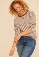 24/7 Clara Textured Stripe Long Sleeve Tee, C30, small