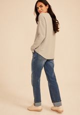 24/7 Clara Textured Stripe Long Sleeve Tee, C5222, small