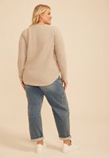 Plus Size 24/7 Clara Textured Stripe Long Sleeve Tee, C5222, small