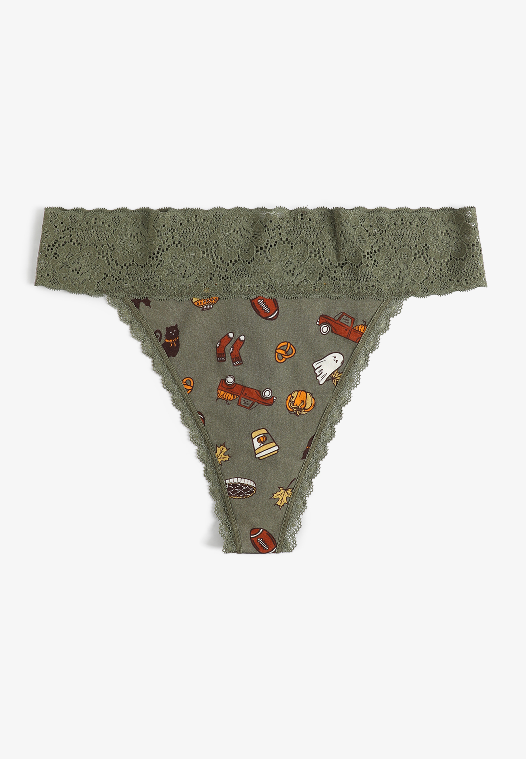 Simply Comfy Cotton Fall Icons Thong Panty