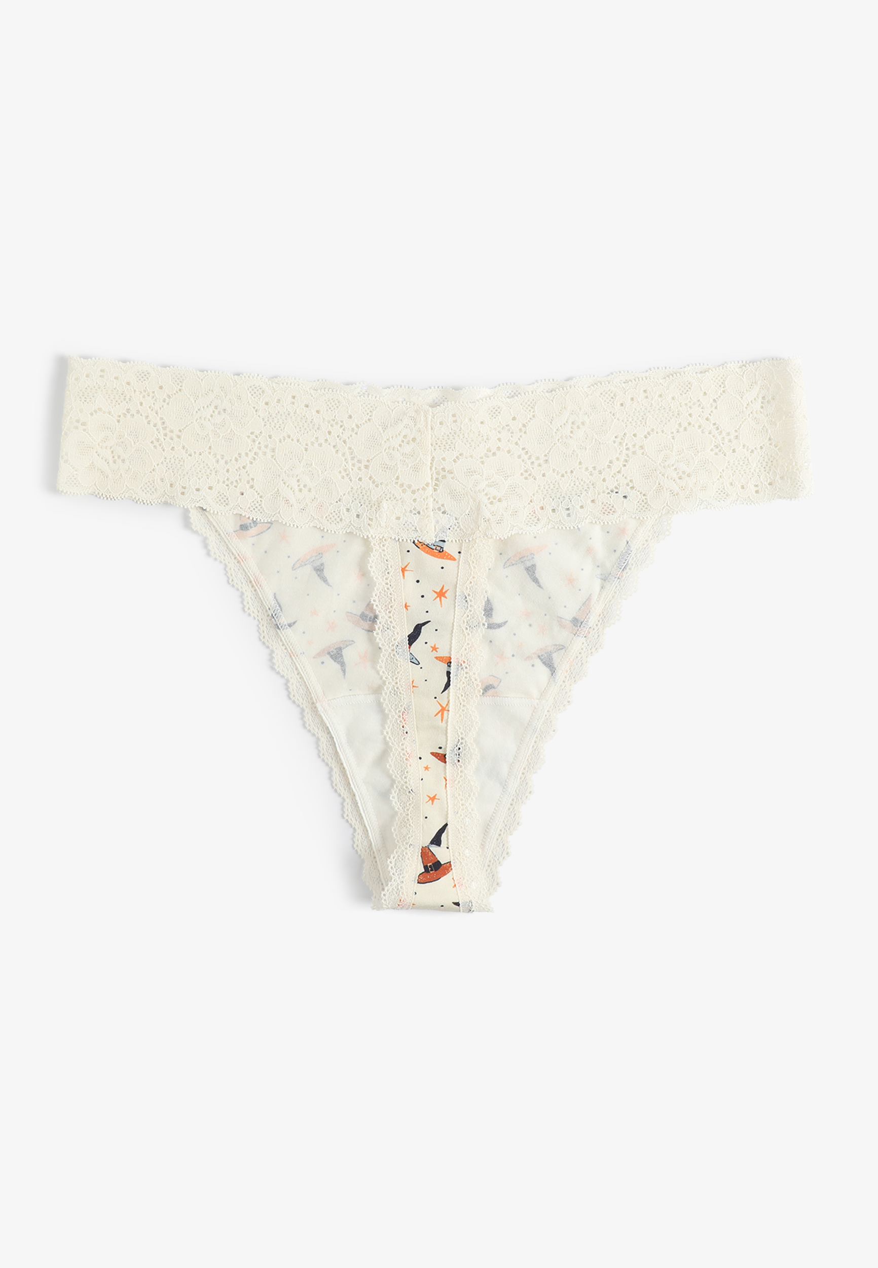 Simply Comfy Cotton Witch Hat Print Thong Panty, C5487, large