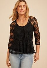 Black Sheer Lace Tie Front Cardigan, C106, small
