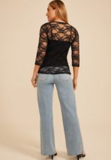 Black Sheer Lace Tie Front Cardigan, C106, small