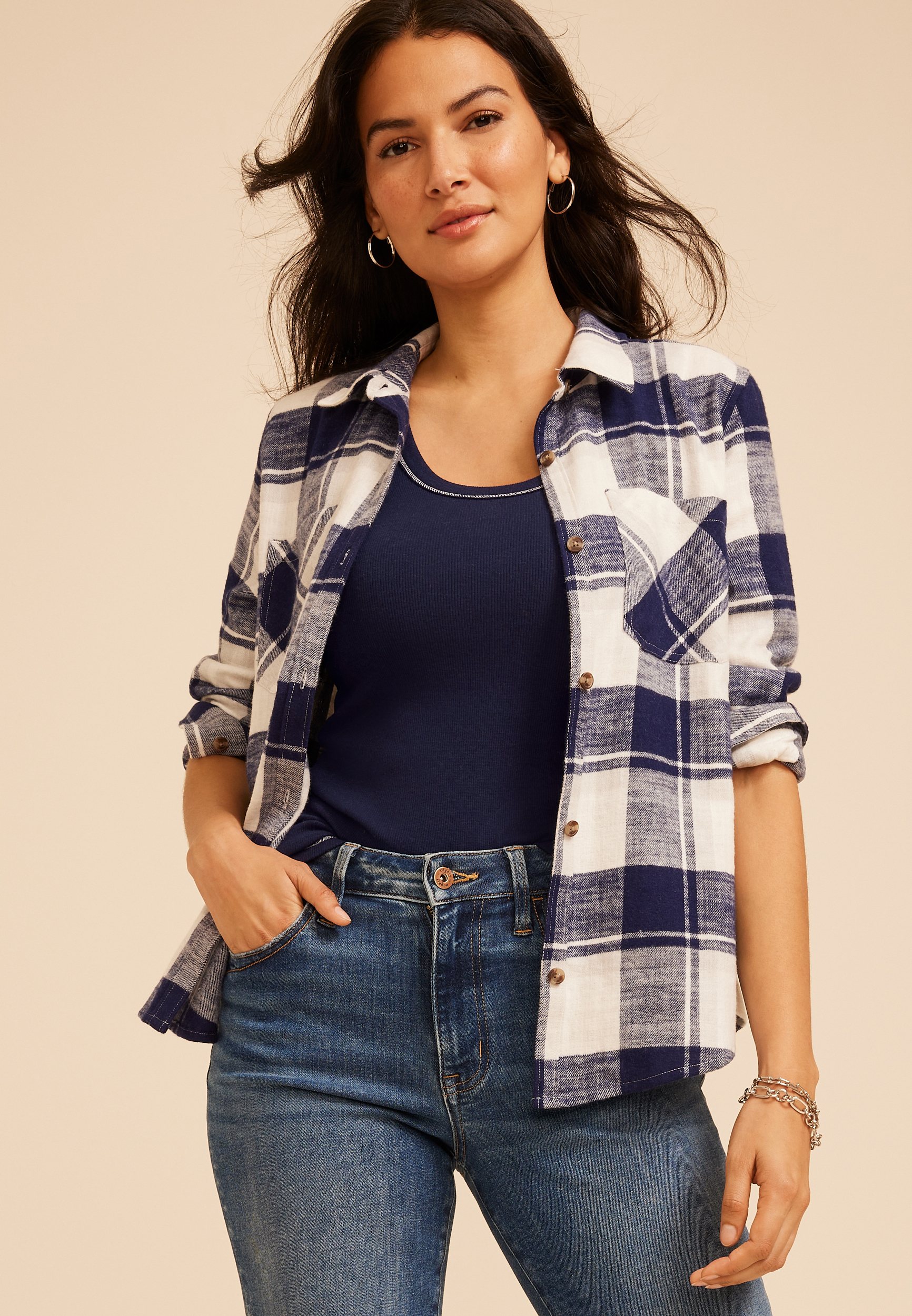 Classic Plaid Button Down Shirt | maurices