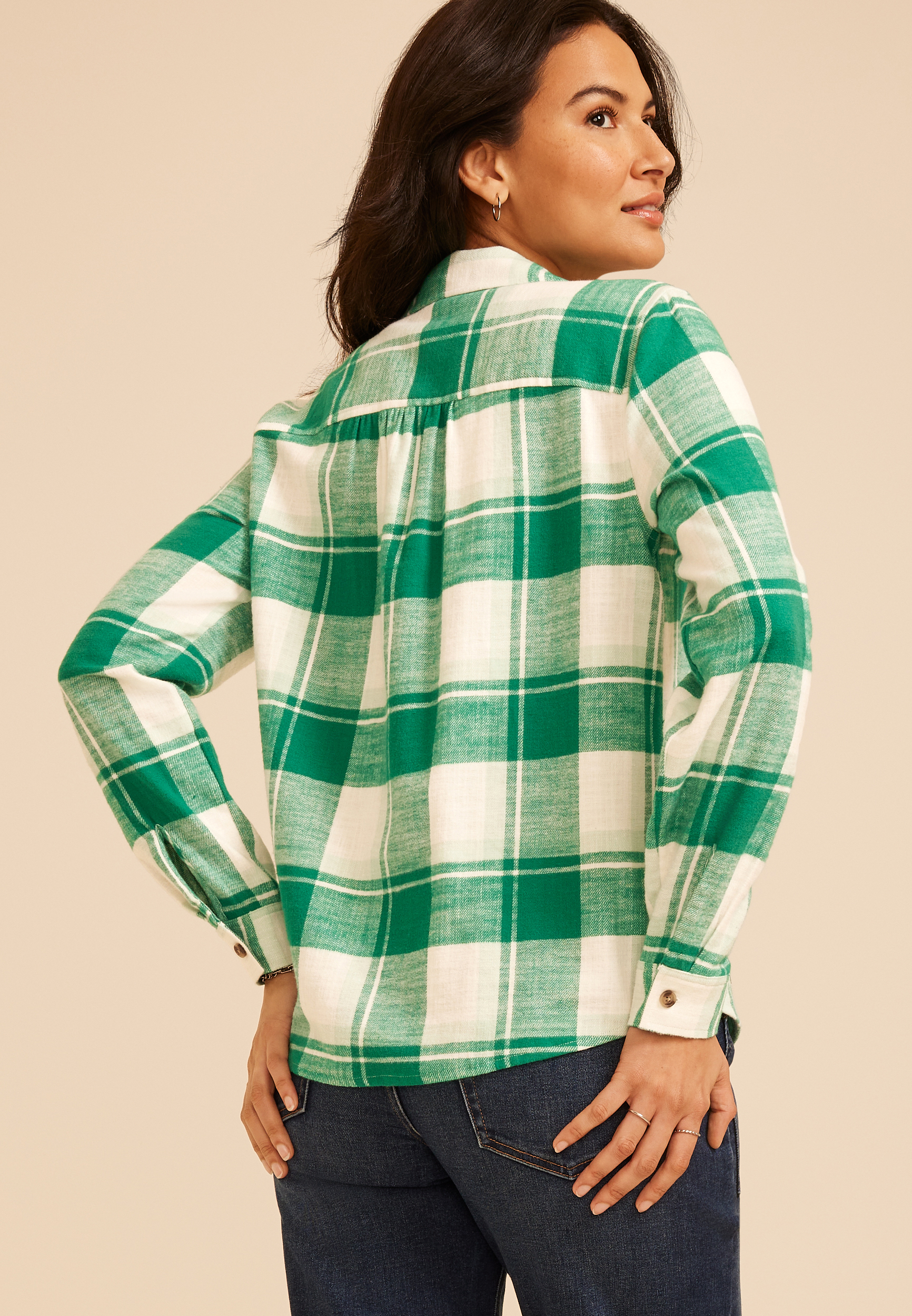 Classic Plaid Button Down Shirt, C8837, large