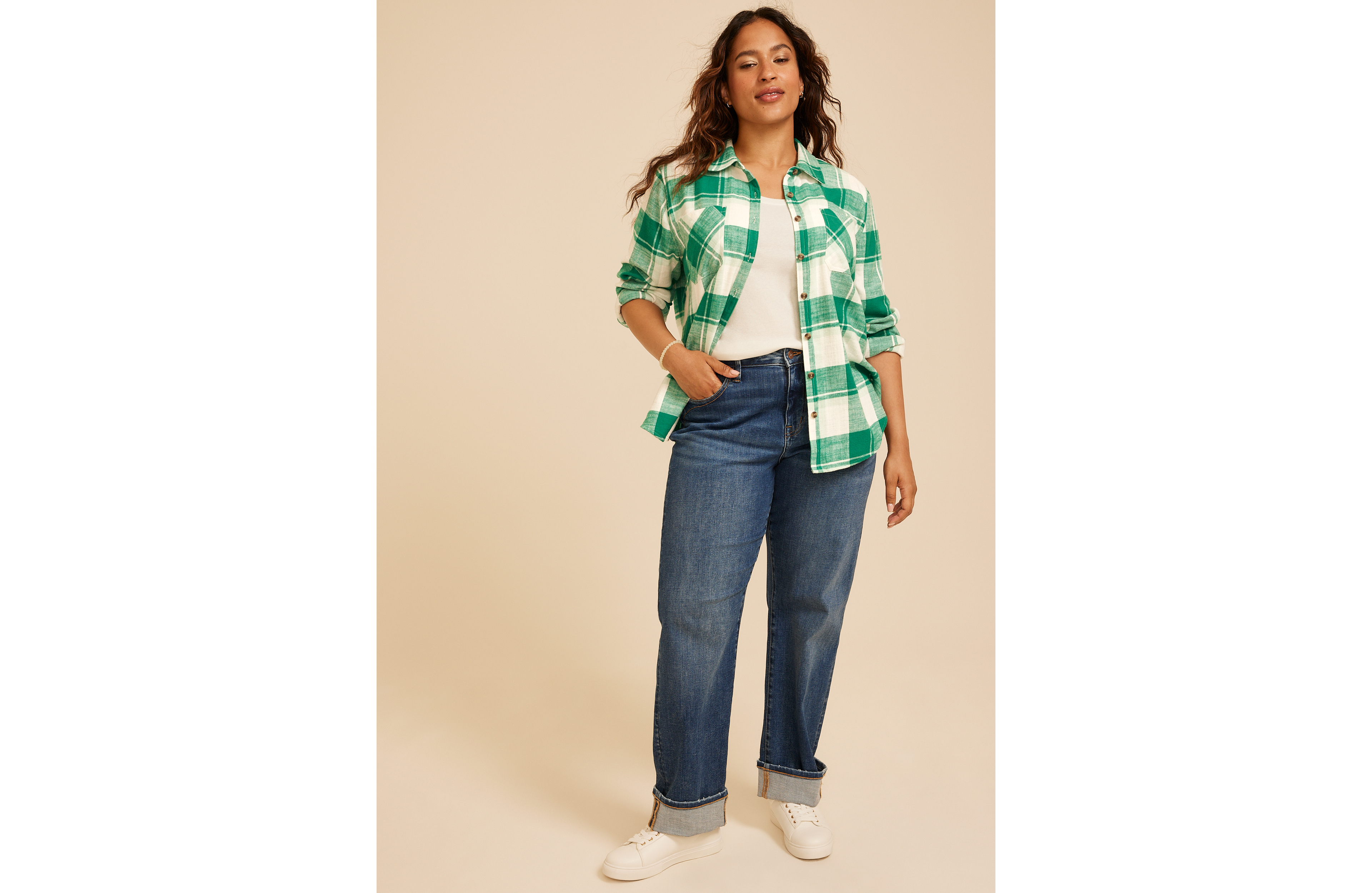 Plus Classic Plaid Button Down Shirt