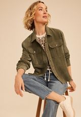 Olive Green Corduroy Utility Shacket, C186, small