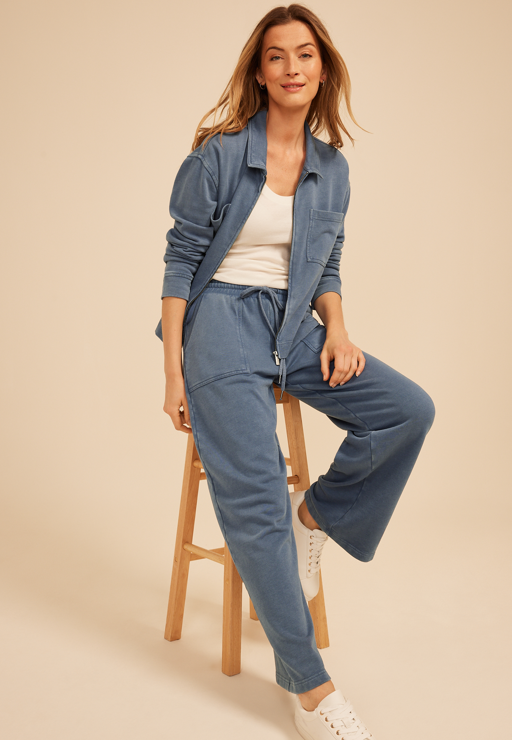 Washed Terry Zip Front Jacket - thumbnail 3