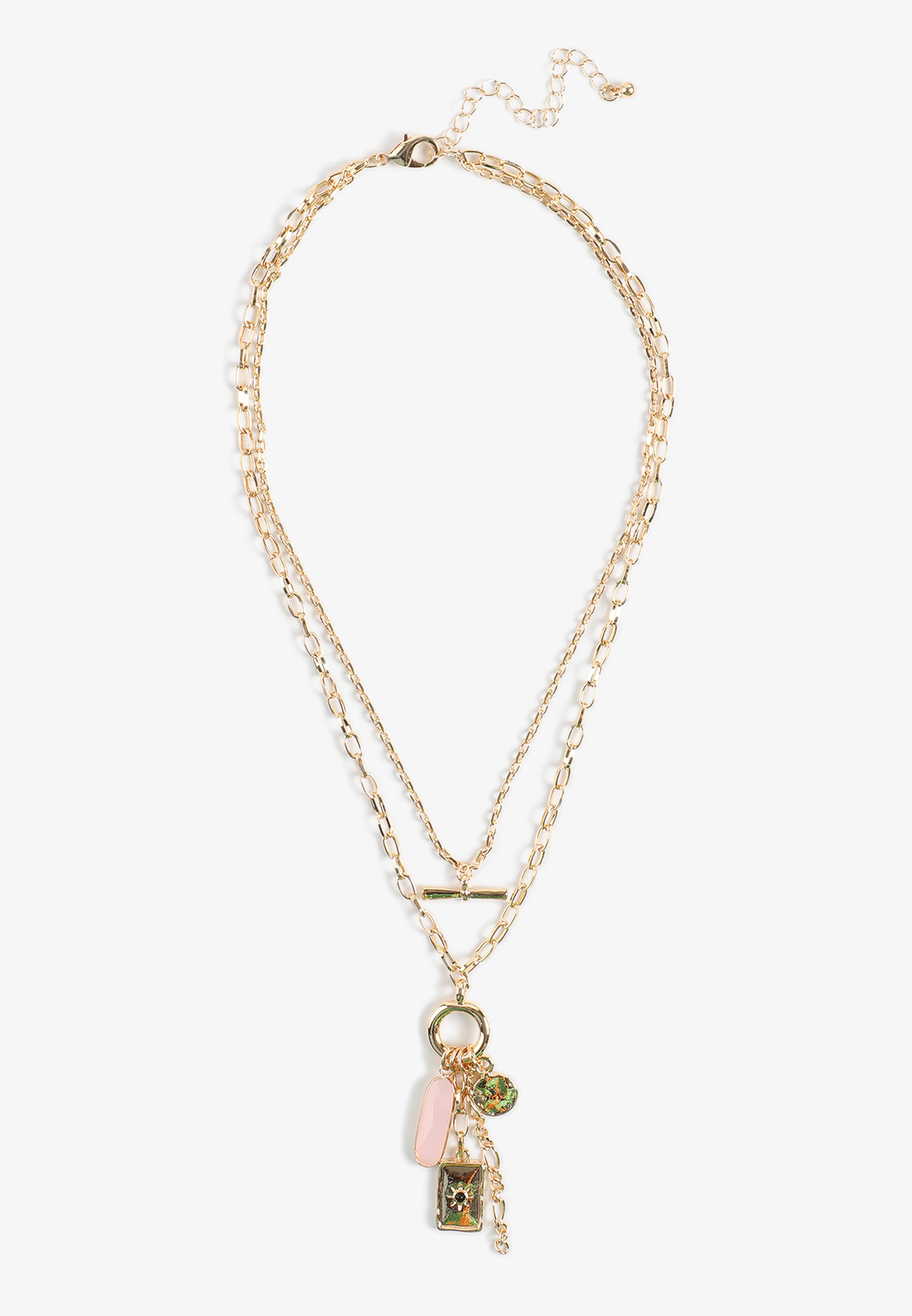 Gold Mixed Charm Layered Necklace, C605, large