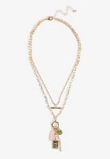 Gold Mixed Charm Layered Necklace, C605, small