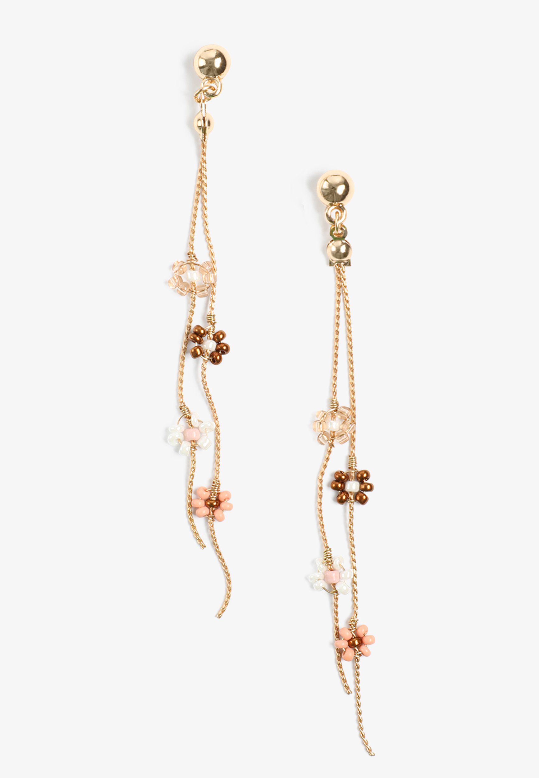 Floral Beaded Chain Drop Earrings