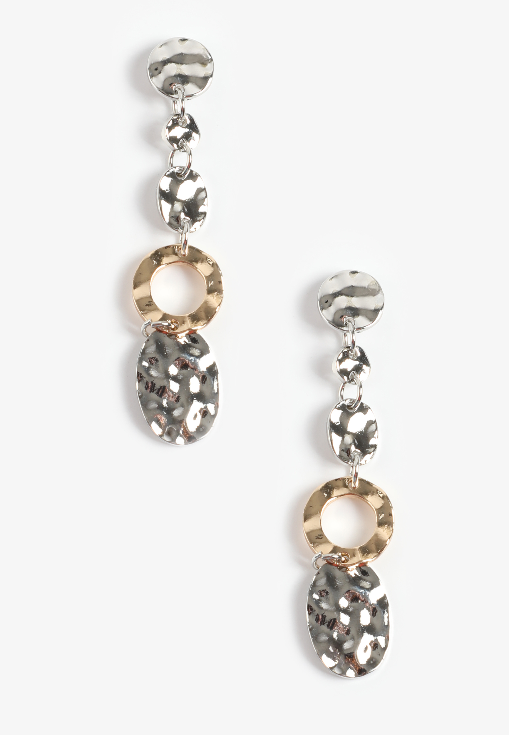 Hammered Mixed Metal Drop Earrings
