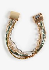 Gold And Green Layered Beaded Magnet Bracelet, C605, small