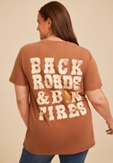 Plus Size Back Roads And Bonfires Oversized Fit Graphic, C8664, small