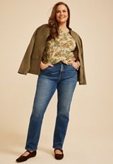 Plus Size 24/7 Dawson Floral Crew Neck Tee, C1524, small