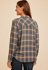 Pucker Plaid Button Down Shirt, C1425, small