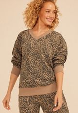 Washed Terry V Neck Sweatshirt, C5296, small