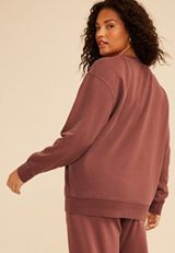 Plus Size Washed Terry V Neck Sweatshirt, COCONUT SHELL, small