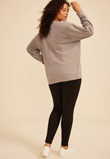 Plus Size Washed Terry V Neck Sweatshirt, SATELITE, small