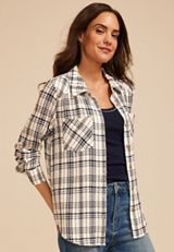 Pucker Plaid Button Down Shirt, C1769, small